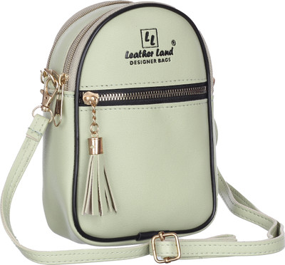 Leather Land Clear, Green Sling Bag SMALL '2' IN one Sling & Back pack in Pearl Green