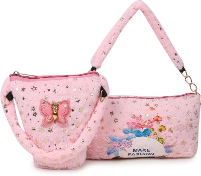 Aditya Creation Pink Sling Bag Make up and Stationery Pouch Kit for Kids Girls Student(Pack of 2)