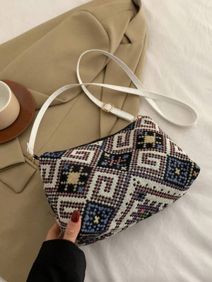 LIKE STYLE Multicolor Sling Bag Jute with Detachable Strap