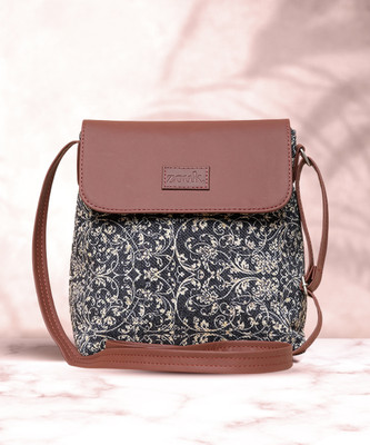 ZOUK Black Sling Bag Lattice Lace Flap Sling Bag