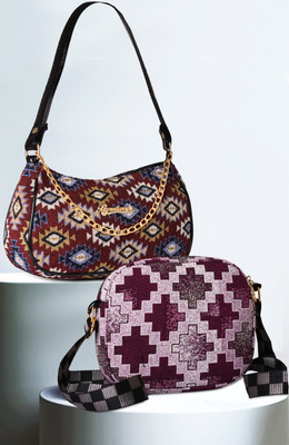 BANDICOOT Brown, Maroon Sling Bag COMBO BIG LUCK 8 AAKHEIN SM LUCK 2 STEPS(Pack of 2)