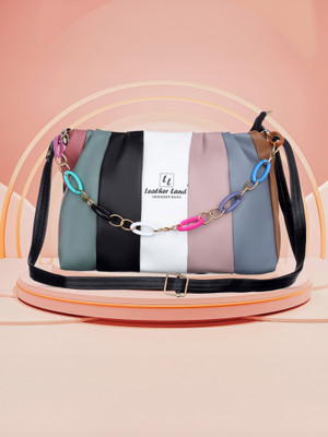 Leather Land Multicolor, Gold Sling Bag RainBow Design