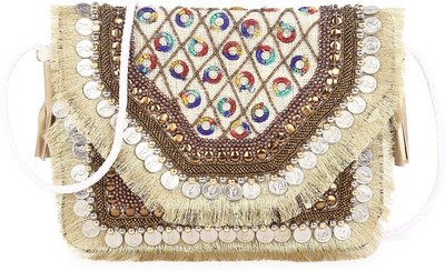 Swisni enterprises Beige Sling Bag Designer Printed Embroidery Hand Bag For Women In Color Beige