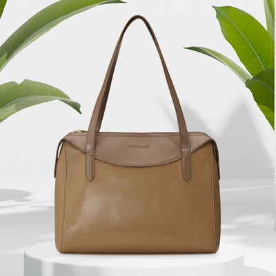Fastrack Tan Shoulder Bag Tan Textured Large Shoulder Bag for Women