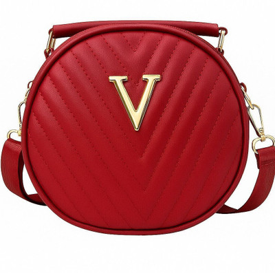 Sageware Red Sling Bag Round Sling Bag for Women & Girls Casual Handbag & Trendy Crossbody Shoulder