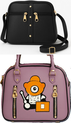 Yari Black, Purple, Purple Sling Bag Stylish Forever Young Sling Bag For Women And Girls(Pack of 2)