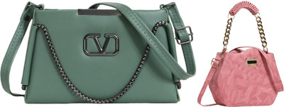 Zaxcer Green, Pink Sling Bag Beautiful Sling Bags for women and girls(Pack of 2)