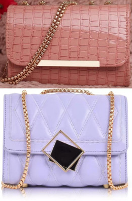 Bag ward Pink, Purple Sling Bag Stylish Fancy Unique Design Sling Bag For Women's/Girls(Pack of 2)