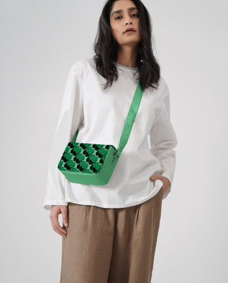 DailyObjects Green Sling Bag Clover Crossbody Sol Box Shoulder Bag | Magnetic Closure & Adjustable Strap