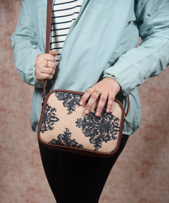 ZOUK Multicolor Sling Bag Mughal Motif Printed Sling Bag for Women