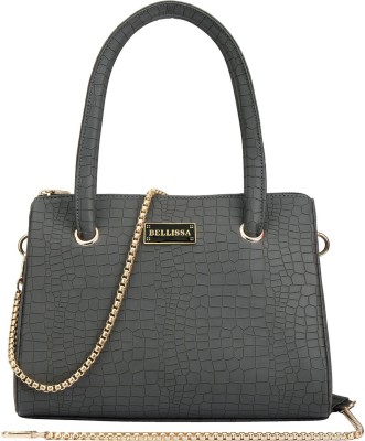 Bellissa Grey Shoulder Bag Croc Pattern Handbag For Women