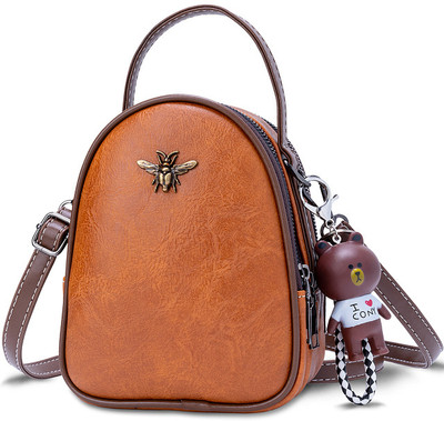 Inovera Brown Sling Bag Cross-Body Shoulder Mobile Purse Handbag With Adjustable Strap