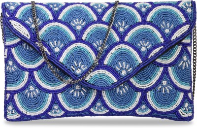 INCROYABLE CRAFT Blue Sling Bag Crystal Beaded Clutch Purse Prom Party Handbags for Women