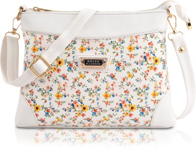 Fiesto fashion White Sling Bag FST-white-flowers