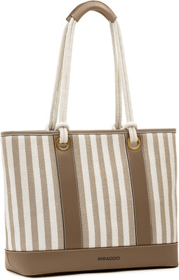 Miraggio Beige Tote Raffia Destiny Tote Bag For Vacation & Everyday Use