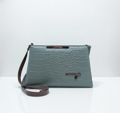 G GLAMORA Blue Sling Bag Croc-Embossed Structured Handbag
