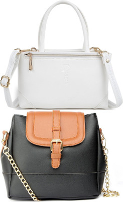 Elrayn White, Black Sling Bag Stylish and Functional Sling Bag - Perfect Companion for Travel and Everyday Use(Pack of 2)
