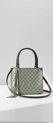 Harmi collection Green Tote Stylish Monogram Print Handbag with Detachable Scarf