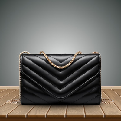 LIKE STYLE Black, Black Sling Bag Casual Pretty Sling Bag with Metallic Strap