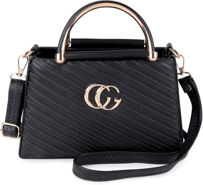 la glare Black Sling Bag Sling Cross body Bag for women with Golden Handle | Black