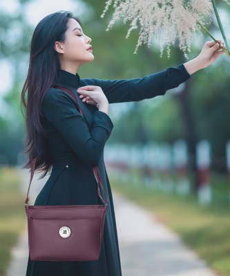 Leather Land Purple Sling Bag Roman Sling Design in Purple