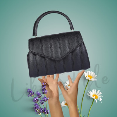 LIKE STYLE Black Sling Bag Embroidered Handheld Bag With Detachable Strap