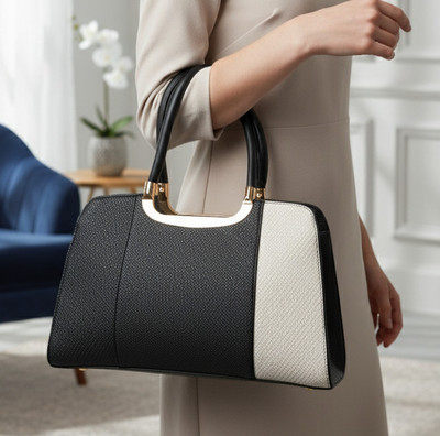 Bella n Bloom Black, White Hand-held Bag Women’s Two-Toned Handbag –Detailing and Sling Strap