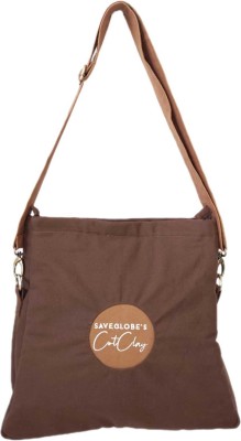 SaveGlobe Brown Sling Bag CotClay Eco-Friendly Chocolate-Brown Canvas Unisex Sling Bag-cum-Messenger Bag