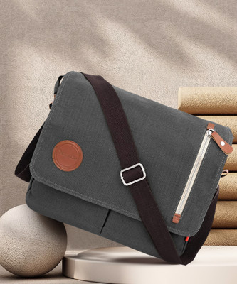 SNDIA Grey Sling Bag Canvas Messenger Slings Bag For Men Women