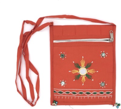 SriShopify Handicrafts Orange Sling Bag Traditional Sling Bag for Women Handmade Ethnic Mobile Side Bag for Girls Orange