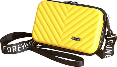 SYGA Yellow Sling Bag Small PVC Shoulder Bag Travel Makeup,Cosmetic Small Bag V-SHAPED YELLOW