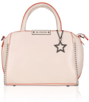 ABSECOM Pink Hand-held Bag Faux Leather Metal Beads Handbag Daily Use