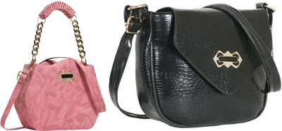 Zaxcer Pink, Black Sling Bag Beautiful Sling Bags for women and girls(Pack of 2)