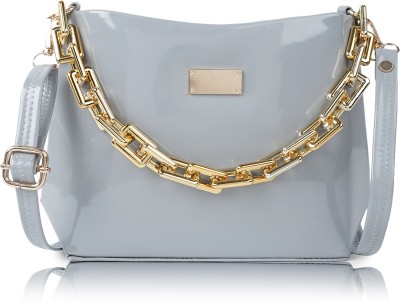 SPOTIC Grey Sling Bag Stylish Unique Design Crossbody Gold Chain Strap Slingbag For Women