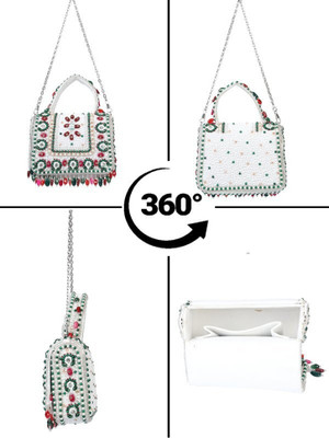 Swisni White Clutch Elegant Festive Clutch Zari