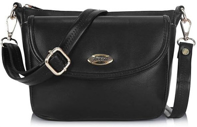 LANCER Black Sling Bag Stylish PU Leather Crossbody Sling Bag for Women & Girls
