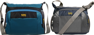 Blowzy Grey, Blue, Blue, Black Sling Bag College crossbody Travel Unisex Office Business Messenger Bag(Pack of 2)