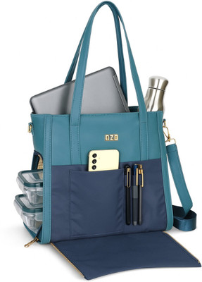 OZO Blue Tote Office Handbag with Laptop Sleeve & Lunch Box Compartment