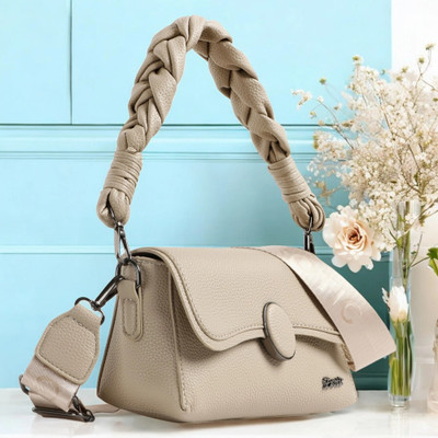 Exotic White Sling Bag Flap Design Texture Sling Bag
