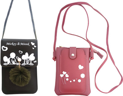 Mahabal Khaki, Pink Sling Bag pair of 2 sling for girl & women(Pack of 2)