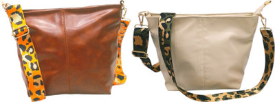 Dakota Brown, Beige Sling Bag SKU101(Pack of 2)