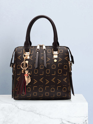namchi Black Hand-held Bag black leather alpha printed bag with best quality zipper and sling
