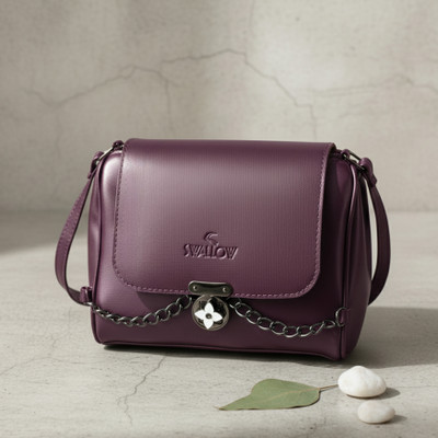 zufisha Purple Sling Bag Elegant Chain-Detail Sling Handbag for Women & Girls.