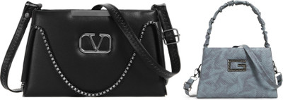 Zaxcer Black, Grey Sling Bag Beautiful Sling Bags for women and girls(Pack of 2)