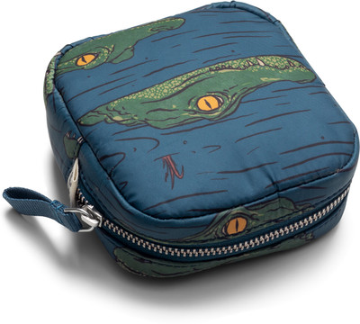 DailyObjects Blue Clutch Easy Square Pouch | Crafted using Soft-Touch and Water-Repellent Polyester