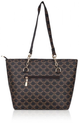 ABSECOM Brown Tote Faux Leather Printed Tote Bag for Use Everyday