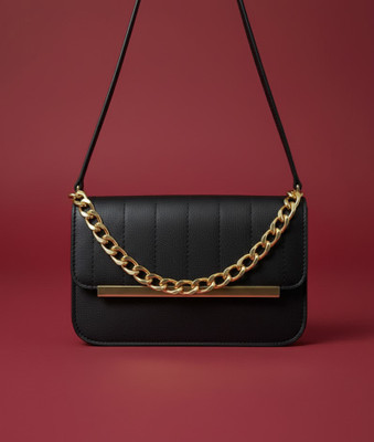 MUSRAT Black Sling Bag Latest Trend Party Wear Sling Bag with Adjustable Strap for Girls and Women's