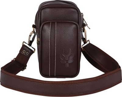 Lappee Brown Sling Bag Classic Mobile Vegan Leather Sling Bag for Men Trendy Crossbody for Men Travel