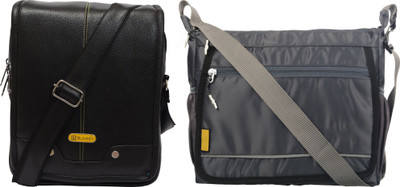Blowzy Grey, Black Sling Bag Sling Cross Body Travel Office Business Messenger one Side Shoulder Bag(Pack of 2)
