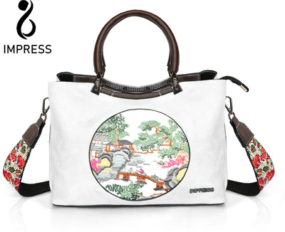 Impress White Sling Bag Stylish Handbag with a Round Shape Adorned with a Beautiful Floral Pattern
